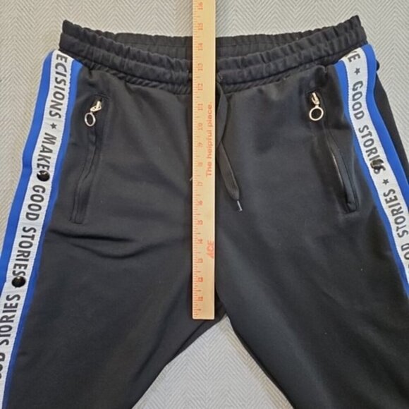 Zara Man Joggers Leg Opening Side Stripe Men's Large Black Drawstring Two Pocket - Picture 6 of 13